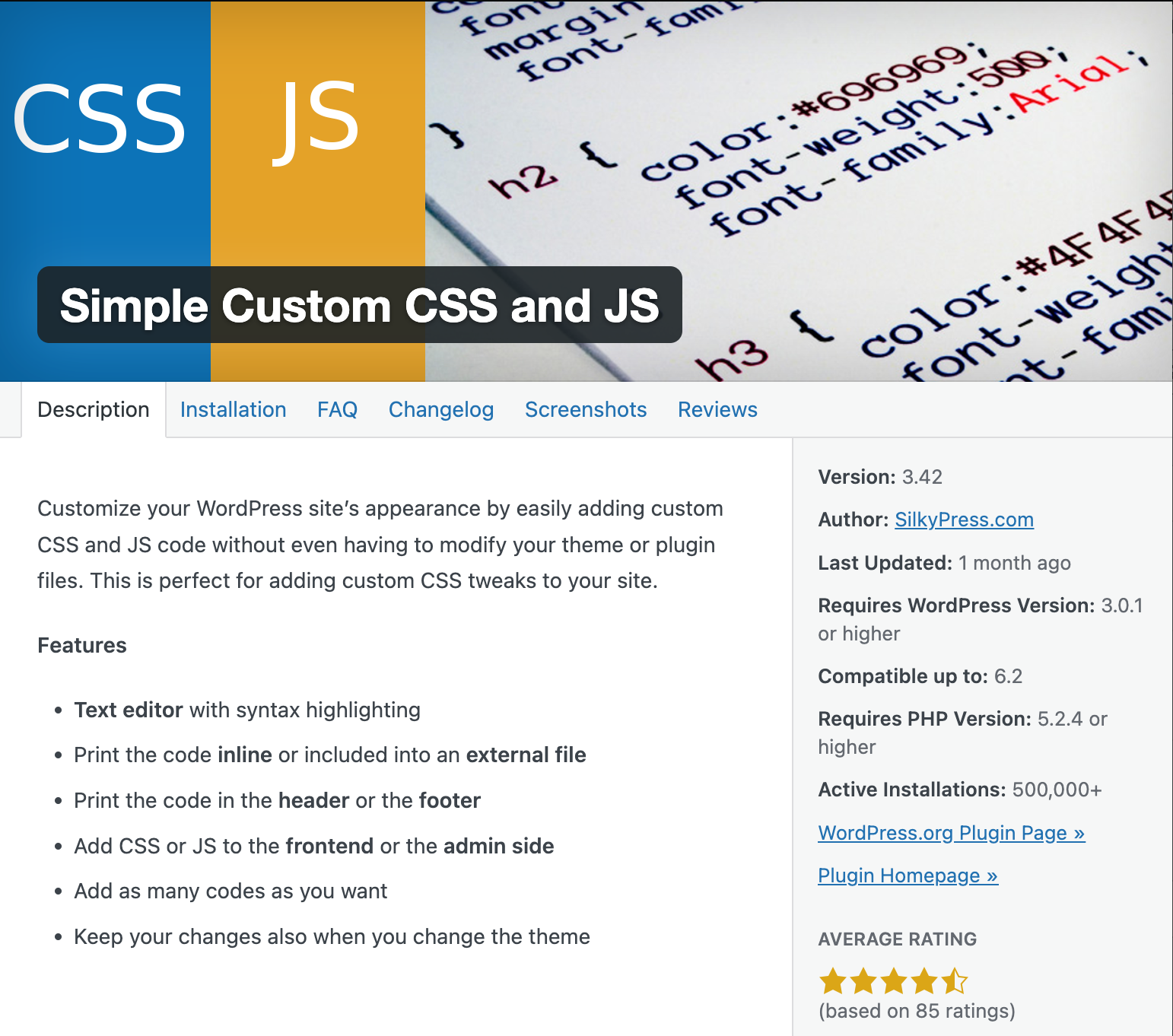 Simple Custom CSS and JS